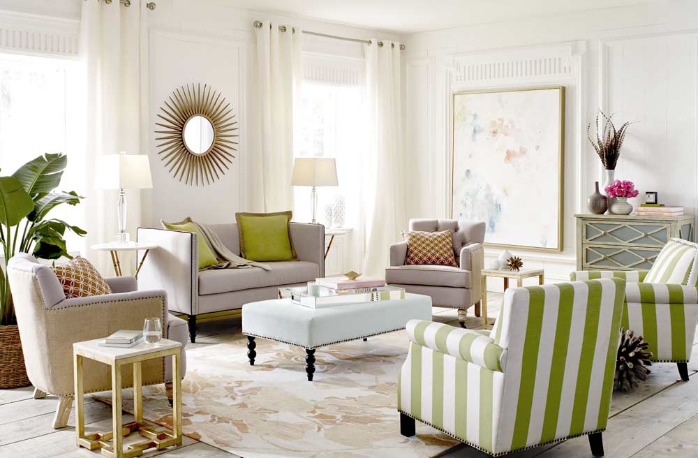 modern interior with a patterned designer rug