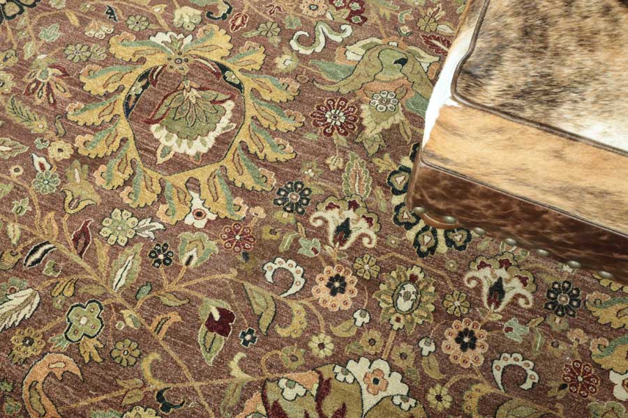 detail of an Oriental rug with an elaborate design