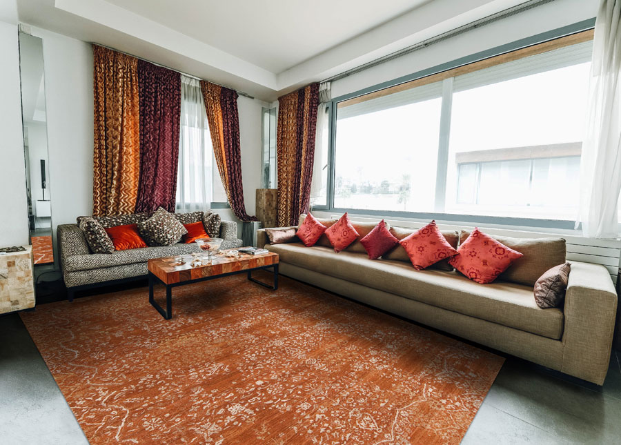 handmade oriental rug in a living room