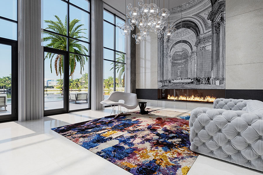 Tufenkian rug with a striking design in a palatial interior