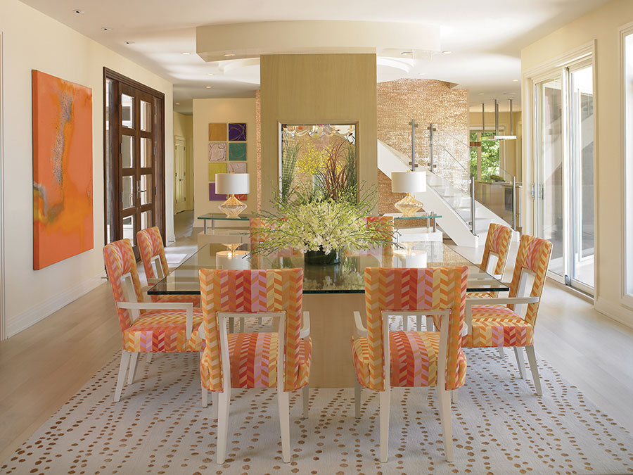 Lapchi Rug laid out under a dining table