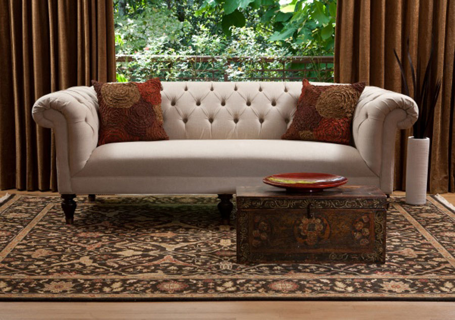 living room with moroccan rug