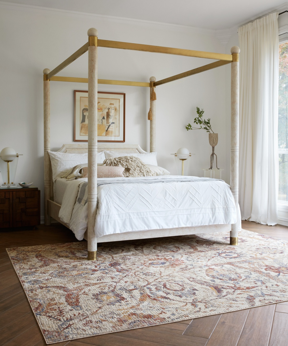 boho chic bedroom with prints and patterns