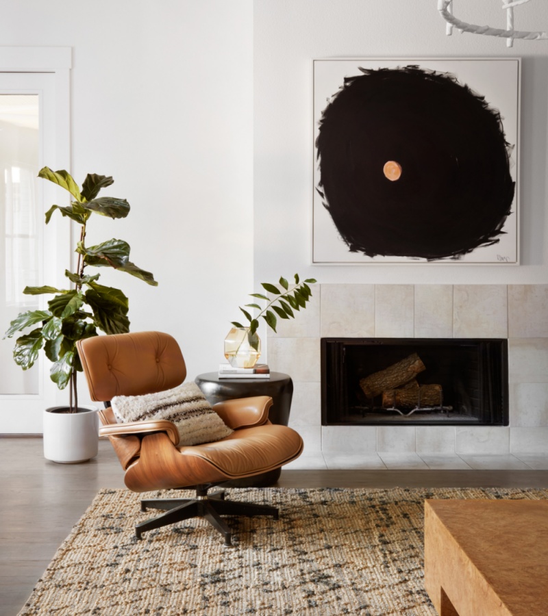 mid century statement wall and eames lounge chair