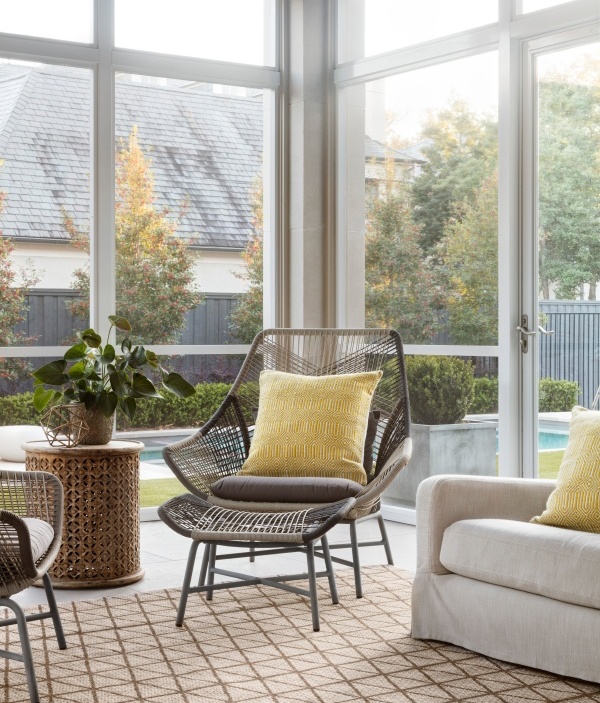 living room with large windows