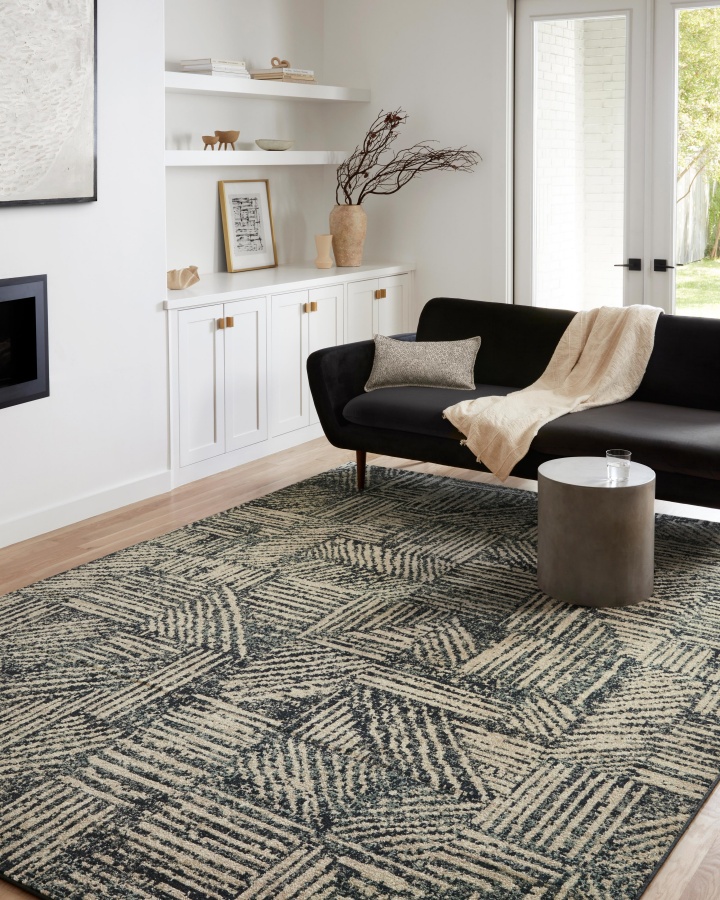 - textured rug in living room