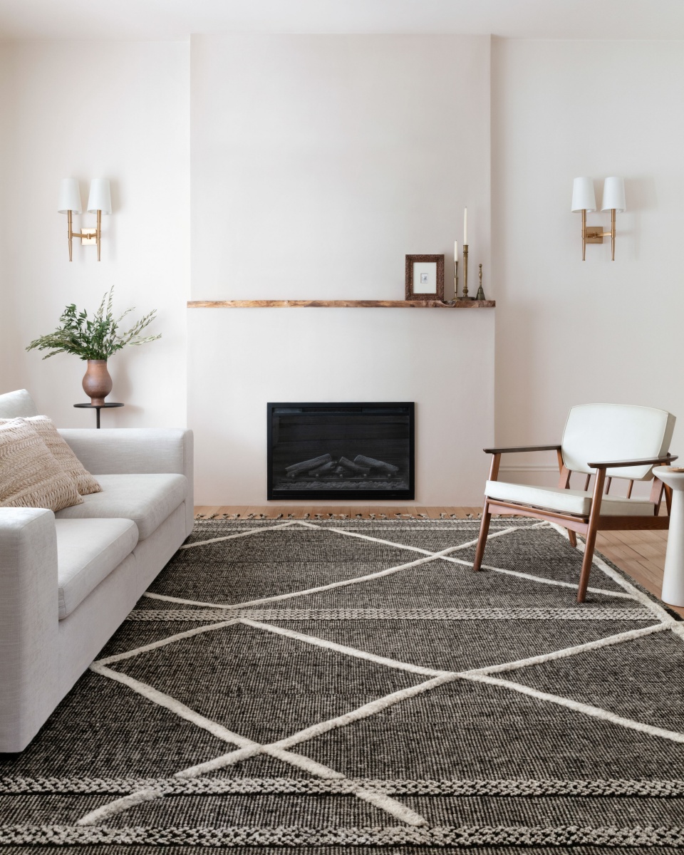neutral living room with gray rug